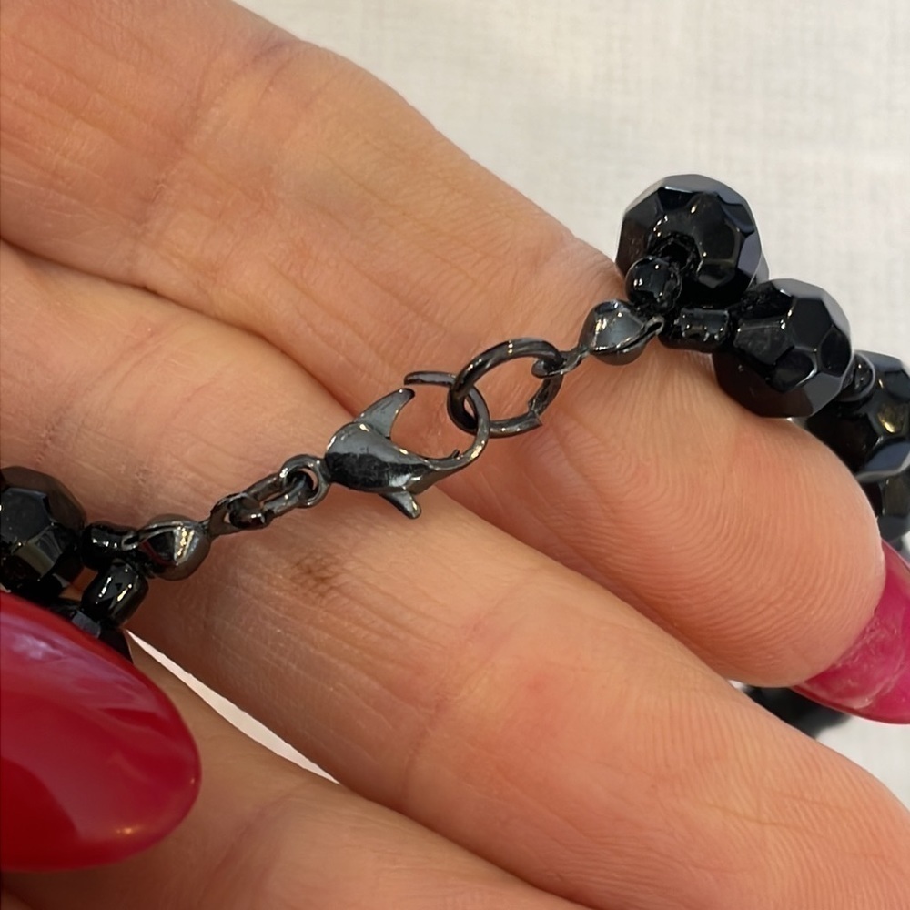 💐5/25 double strand faceted acrylic black and seed beads - Picture 3 of 6
